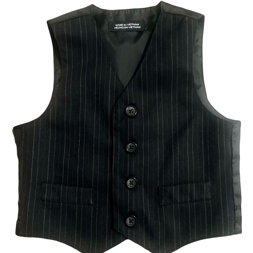 Black and White Pinstriped Vest with V-Neck